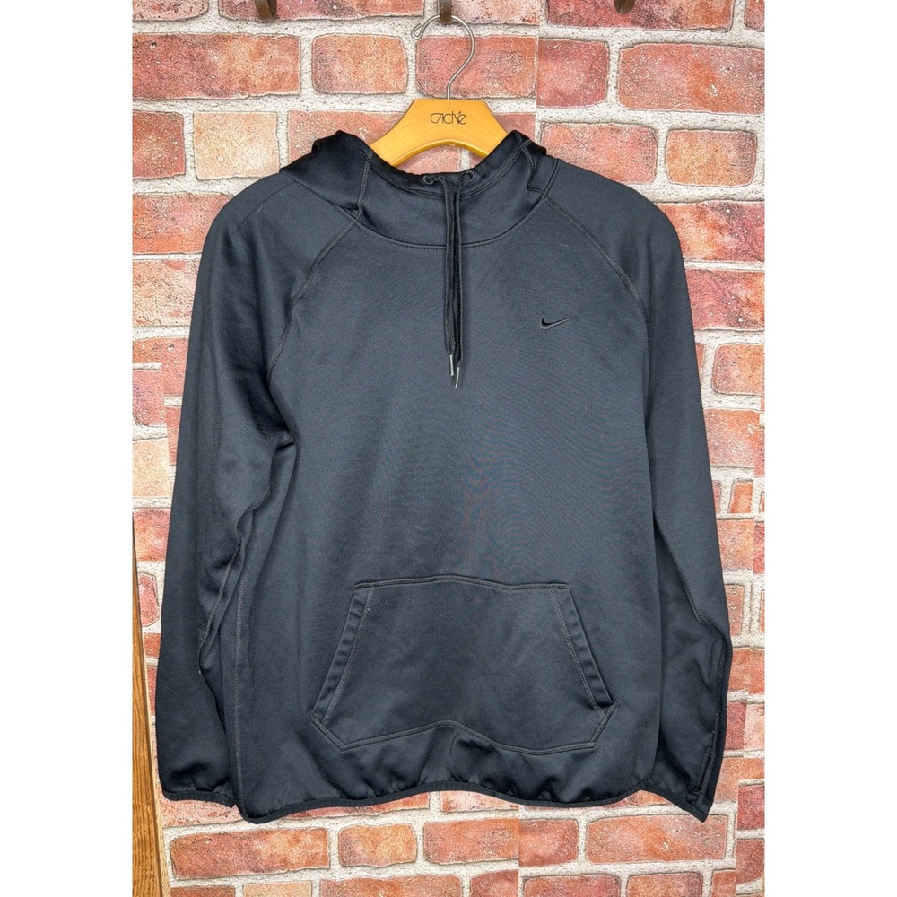 Nike Therma-FIT Hoodie Mens Large Black Pullover Fleece Sweatshirt Training L